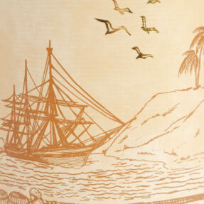 Gilding on cardboard canister for Damoiseau Gilding on cardboard canister for Damoiseau